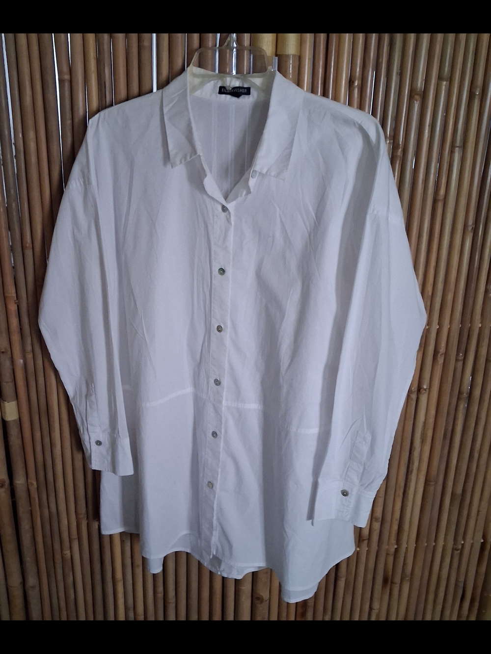 Eileen Fisher White Relaxed Button-Front Blouse